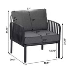 Okak Sedie da patio minimaliste Accent Sedie club in plastica resistenti ai raggi UV, set da 1/2, seduta impermeabile con cuscino spesso per il cortile, 180 kg di portata massima