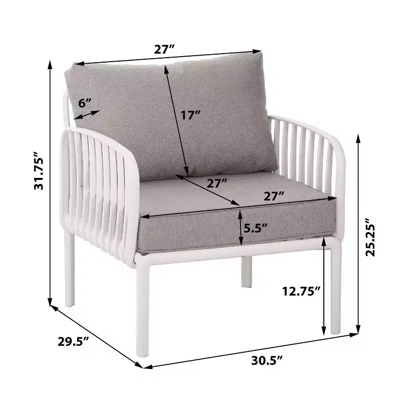Okak Sedie da patio minimaliste Accent Sedie club in plastica resistenti ai raggi UV, set da 1/2, seduta impermeabile con cuscino spesso per il cortile, 180 kg di portata massima