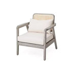 Poltrone da esterno Okak Boho Style Upholstered Club Chairs, set da 1/2, seduta da conversazione in acacia per patio, giardino e cortile, max 400 libbre