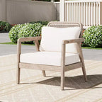 Poltrone da esterno Okak Boho Style Upholstered Club Chairs, set da 1/2, seduta da conversazione in acacia per patio, giardino e cortile, max 400 libbre