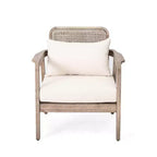 Poltrone da esterno Okak Boho Style Upholstered Club Chairs, set da 1/2, seduta da conversazione in acacia per patio, giardino e cortile, max 400 libbre