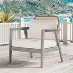 Poltrone da esterno Okak Boho Style Upholstered Club Chairs, set da 1/2, seduta da conversazione in acacia per patio, giardino e cortile, max 400 libbre