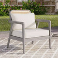 Poltrone da esterno Okak Boho Style Upholstered Club Chairs, set da 1/2, seduta da conversazione in acacia per patio, giardino e cortile, max 400 libbre