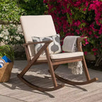 Christopher Knight Home Ridgewood Outdoor Acacia Wood Rocking Chair with Cushion