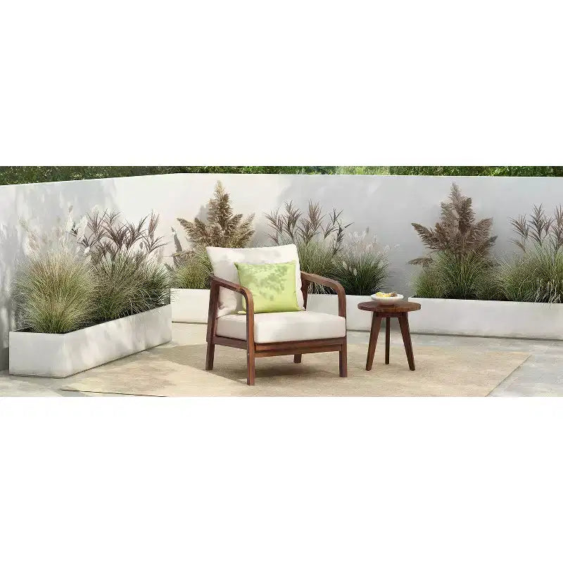 Okak 16 Sedia da esterno Boho Accent in acacia con schienale intrecciato, set da 1/2, poltrona lounge da patio per veranda, giardino, cortile, portata max 180 kg