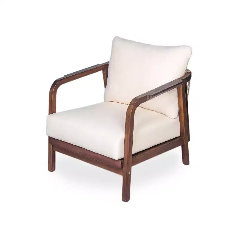 Okak 16 Sedia da esterno Boho Accent in acacia con schienale intrecciato, set da 1/2, poltrona lounge da patio per veranda, giardino, cortile, portata max 180 kg