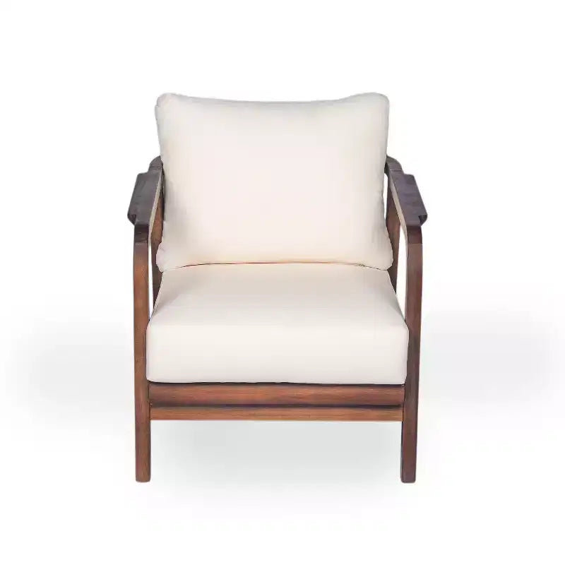 Okak 16 Sedia da esterno Boho Accent in acacia con schienale intrecciato, set da 1/2, poltrona lounge da patio per veranda, giardino, cortile, portata max 180 kg
