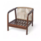 Okak 16 Sedia da esterno Boho Accent in acacia con schienale intrecciato, set da 1/2, poltrona lounge da patio per veranda, giardino, cortile, portata max 180 kg