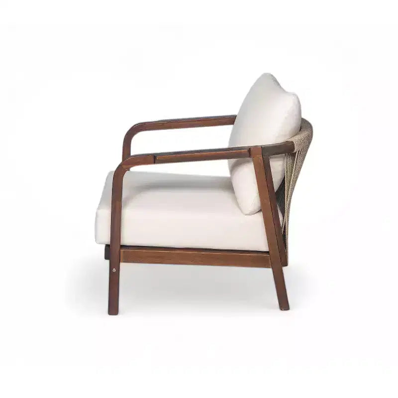 Okak 16 Sedia da esterno Boho Accent in acacia con schienale intrecciato, set da 1/2, poltrona lounge da patio per veranda, giardino, cortile, portata max 180 kg