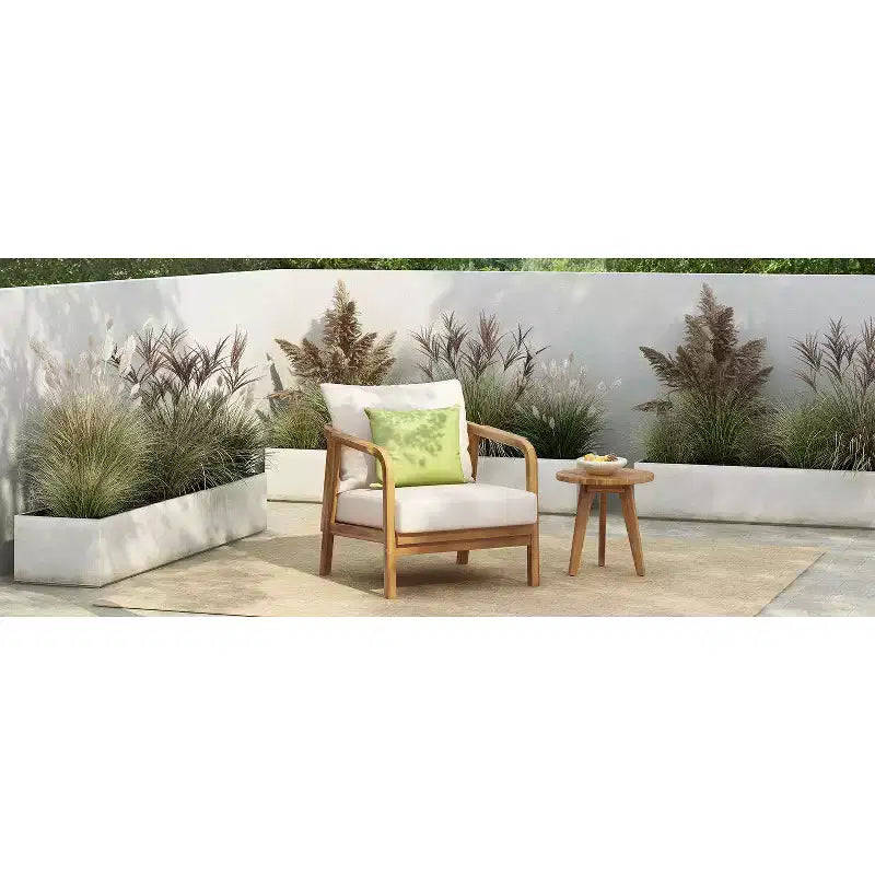 Okak 16 Sedia da esterno Boho Accent in acacia con schienale intrecciato, set da 1/2, poltrona lounge da patio per veranda, giardino, cortile, portata max 180 kg