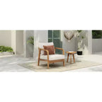 Okak 16 Sedia da esterno Boho Accent in acacia con schienale intrecciato, set da 1/2, poltrona lounge da patio per veranda, giardino, cortile, portata max 180 kg