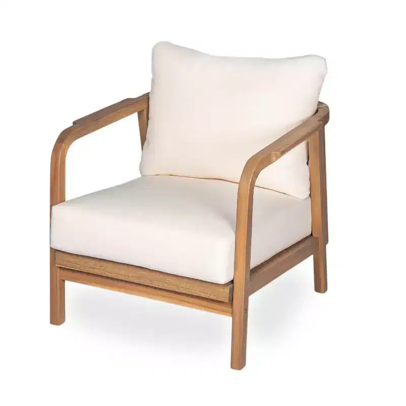 Okak 16 Sedia da esterno Boho Accent in acacia con schienale intrecciato, set da 1/2, poltrona lounge da patio per veranda, giardino, cortile, portata max 180 kg