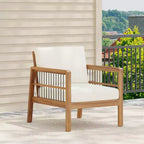 Okak 16Boho Style Patio Accent Chairs Poltrona Club in Acacia, 1/2 Pezzi Poltrona da Esterno con Cuscino Sedile da 4,5 per Cortile, Bordo Piscina e Giardino, Max 400 libbre