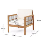 Okak 16Boho Style Patio Accent Chairs Poltrona Club in Acacia, 1/2 Pezzi Poltrona da Esterno con Cuscino Sedile da 4,5 per Cortile, Bordo Piscina e Giardino, Max 400 libbre