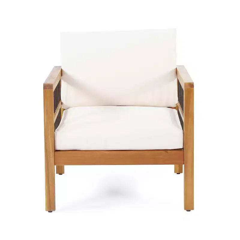 Okak 16Boho Style Patio Accent Chairs Poltrona Club in Acacia, 1/2 Pezzi Poltrona da Esterno con Cuscino Sedile da 4,5 per Cortile, Bordo Piscina e Giardino, Max 400 libbre