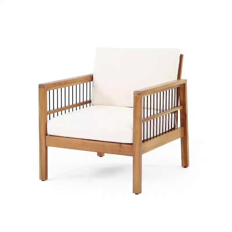 Okak 16Boho Style Patio Accent Chairs Poltrona Club in Acacia, 1/2 Pezzi Poltrona da Esterno con Cuscino Sedile da 4,5 per Cortile, Bordo Piscina e Giardino, Max 400 libbre