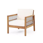 Okak 16Boho Style Patio Accent Chairs Poltrona Club in Acacia, 1/2 Pezzi Poltrona da Esterno con Cuscino Sedile da 4,5 per Cortile, Bordo Piscina e Giardino, Max 400 libbre