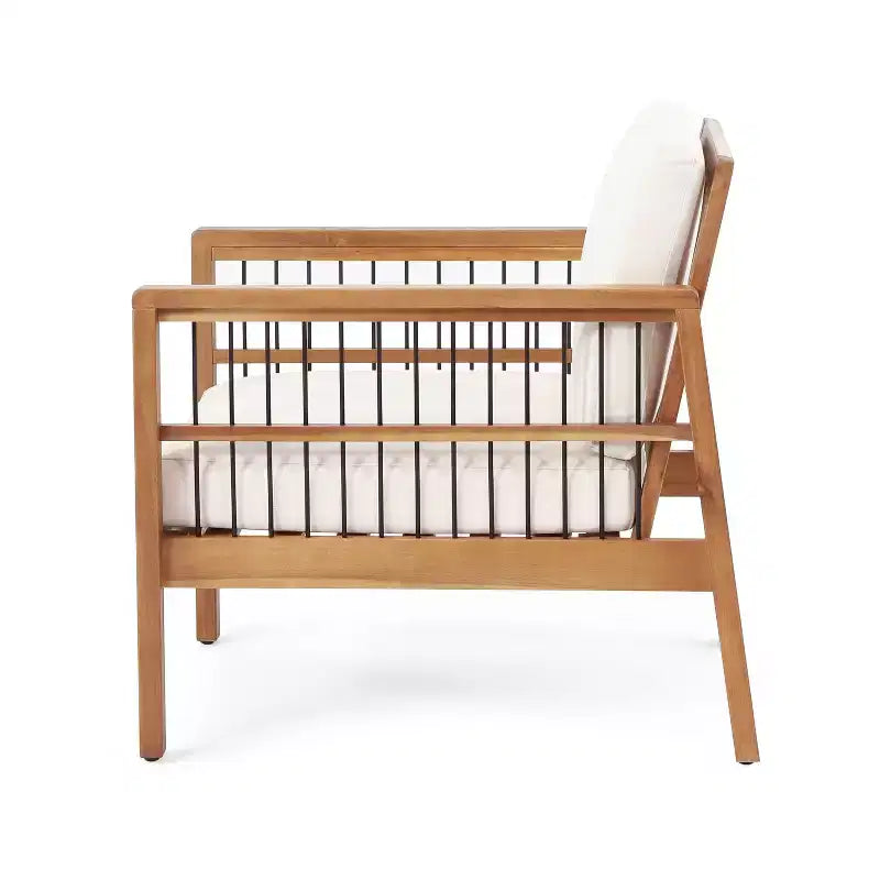 Okak 16Boho Style Patio Accent Chairs Poltrona Club in Acacia, 1/2 Pezzi Poltrona da Esterno con Cuscino Sedile da 4,5 per Cortile, Bordo Piscina e Giardino, Max 400 libbre