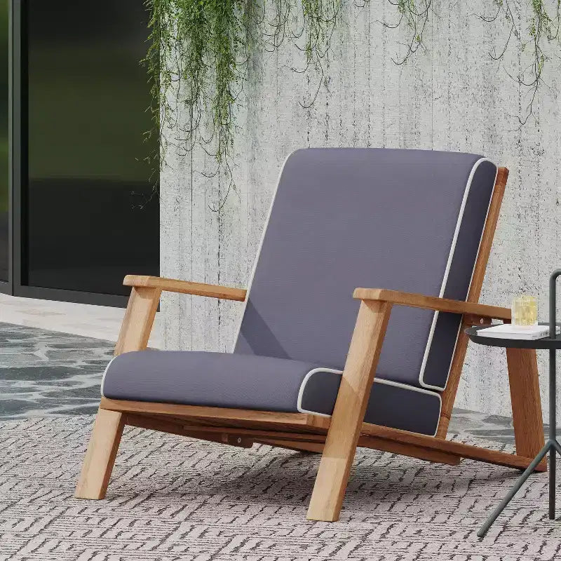 Okak Boho Ardirondack Chair Patio Accent Chairs,Set of 1,Outdoor Acacia Conversation seat for Porch,Garden&Backyard,400lbs Max