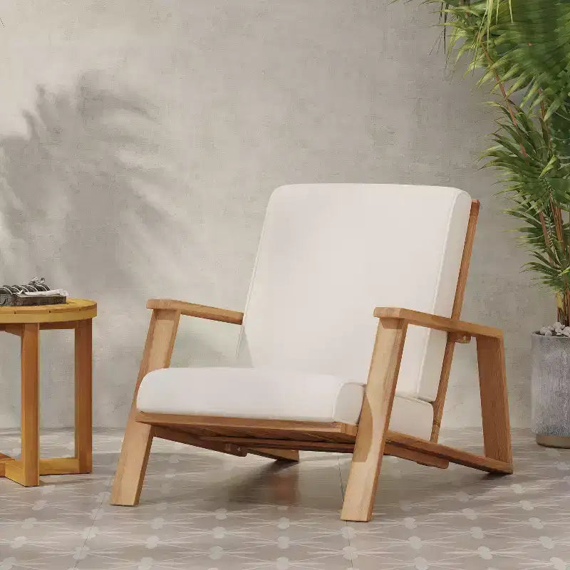 Okak Boho Ardirondack Chair Patio Accent Chairs,Set of 1,Outdoor Acacia Conversation seat for Porch,Garden&Backyard,400lbs Max