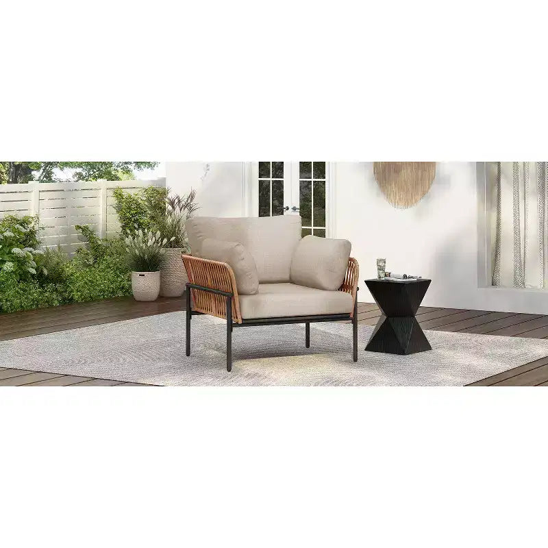 Okak 36W x 17H Modern Patio Accent Chairs Wide Armchairs with 2 Extra Pillows,Set of 1/2,Outdoor Club Chairs for Porch,Garden&Backyard