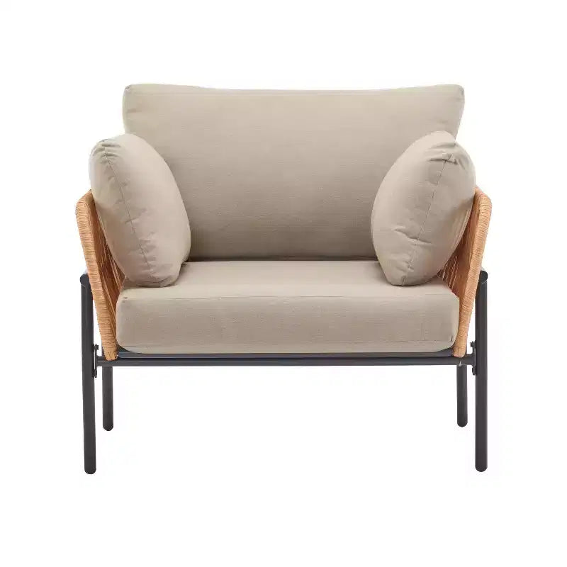 Okak 36W x 17H Modern Patio Accent Chairs Wide Armchairs with 2 Extra Pillows,Set of 1/2,Outdoor Club Chairs for Porch,Garden&Backyard