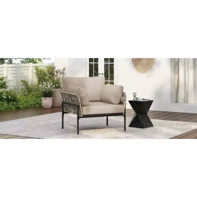 Okak 36W x 17H Modern Patio Accent Chairs Wide Armchairs with 2 Extra Pillows,Set of 1/2,Outdoor Club Chairs for Porch,Garden&Backyard