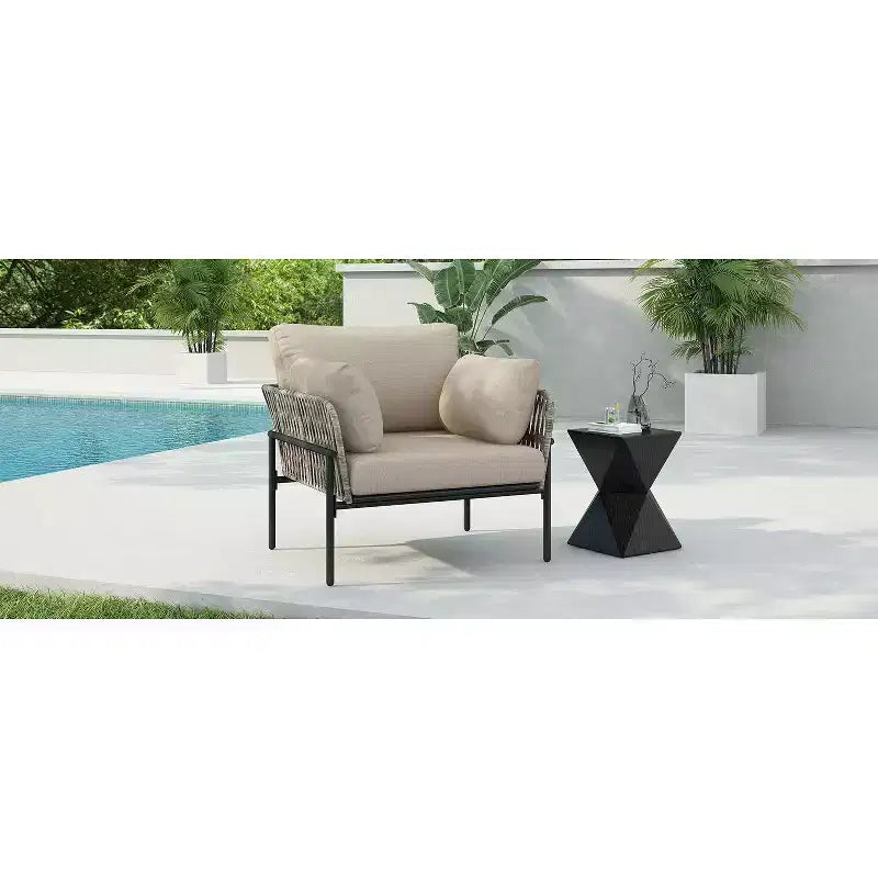 Okak 36W x 17H Modern Patio Accent Chairs Wide Armchairs with 2 Extra Pillows,Set of 1/2,Outdoor Club Chairs for Porch,Garden&Backyard