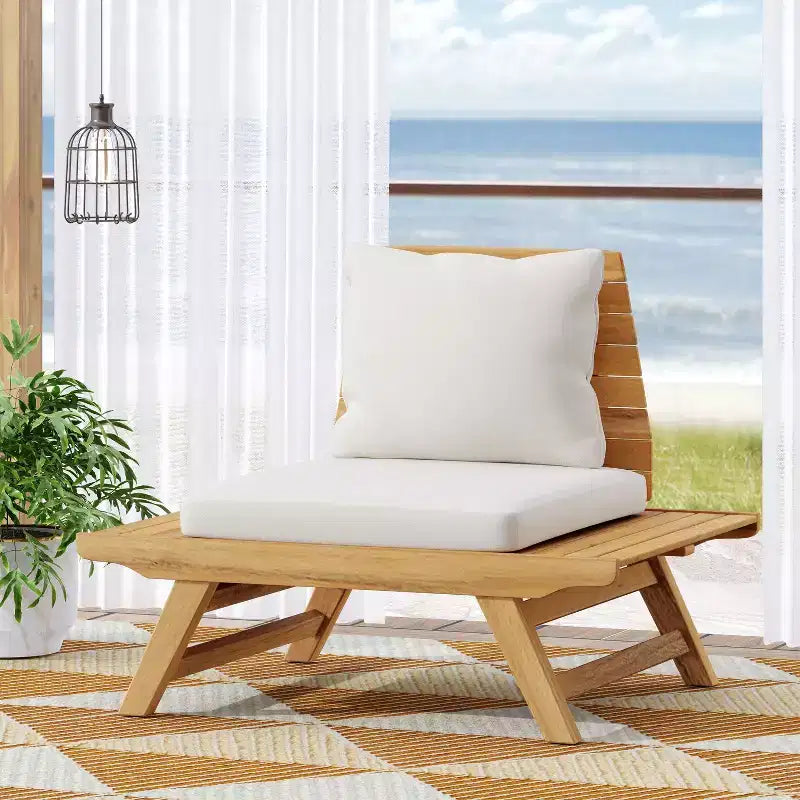 Okak Boho Patio Armless Club Chair Upholstered Accent Chair,A-Shaped Poolside Chairs for Garden,Porch&Backyard,Rustic Patio Furniture