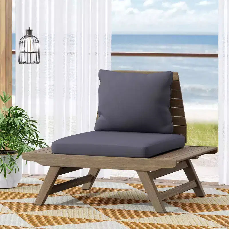 Okak Boho Patio Armless Club Chair Upholstered Accent Chair,A-Shaped Poolside Chairs for Garden,Porch&Backyard,Rustic Patio Furniture
