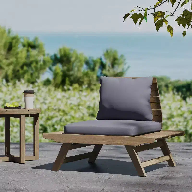 Okak Boho Patio Armless Club Chair Upholstered Accent Chair,A-Shaped Poolside Chairs for Garden,Porch&Backyard,Rustic Patio Furniture