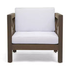 GDFStudio Sam Outdoor Patio Acacia Wood Club Chair with Water-Resistant Cushion