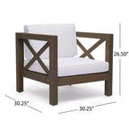 GDFStudio Sam Outdoor Patio Acacia Wood Club Chair with Water-Resistant Cushion