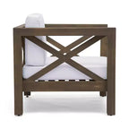 GDFStudio Sam Outdoor Patio Acacia Wood Club Chair with Water-Resistant Cushion