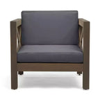 GDFStudio Sam Outdoor Patio Acacia Wood Club Chair with Water-Resistant Cushion