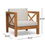 GDFStudio Sam Outdoor Patio Acacia Wood Club Chair with Water-Resistant Cushion