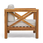 GDFStudio Sam Outdoor Patio Acacia Wood Club Chair with Water-Resistant Cushion