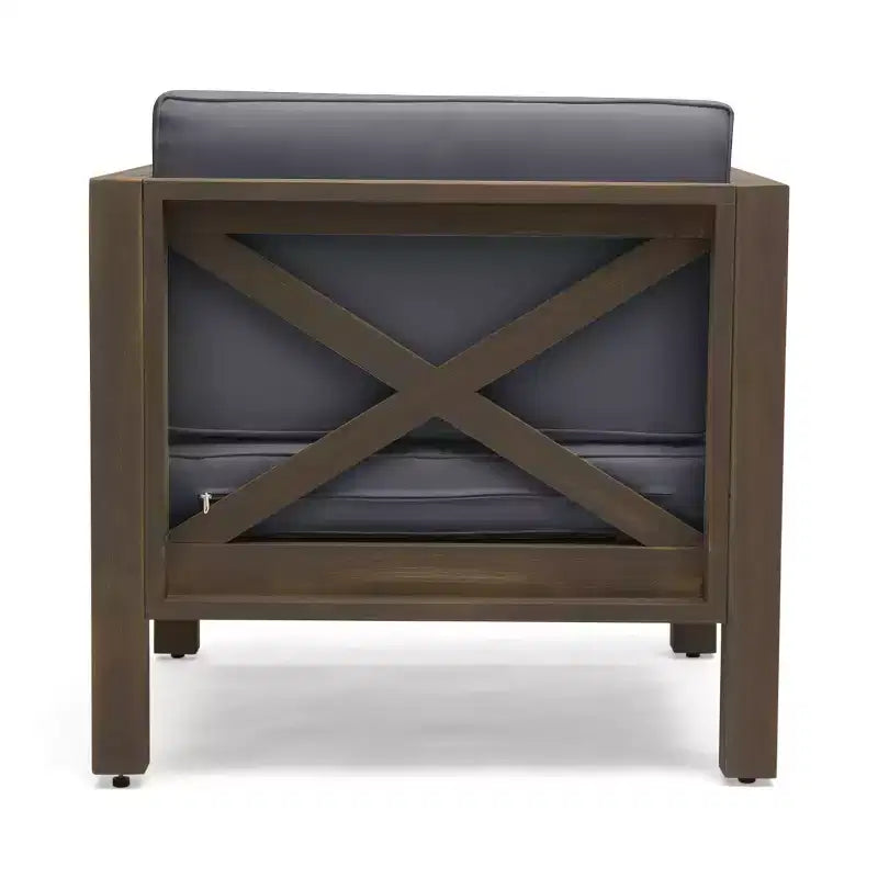 GDFStudio Sam Outdoor Patio Acacia Wood Club Chair with Water-Resistant Cushion