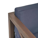 GDFStudio Sam Outdoor Patio Acacia Wood Club Chair with Water-Resistant Cushion