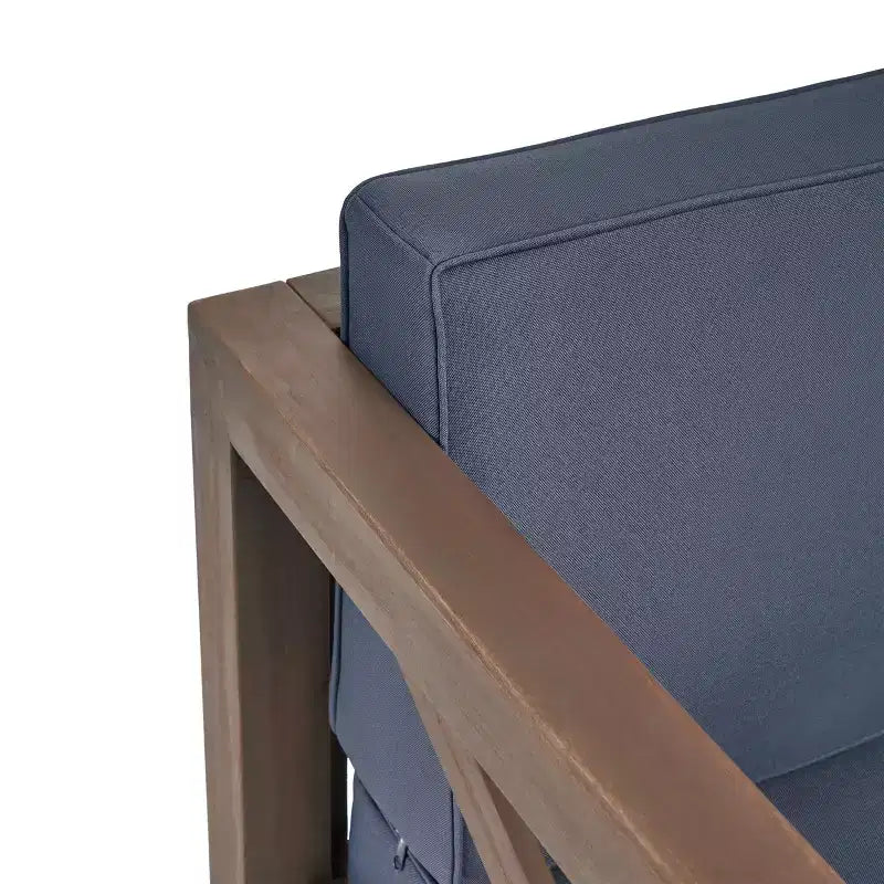 GDFStudio Sam Outdoor Patio Acacia Wood Club Chair with Water-Resistant Cushion