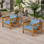 Christopher Knight Home Maribel Transitional Outdoor Acacia Wood Club Chair with Cushions (Set of 2)