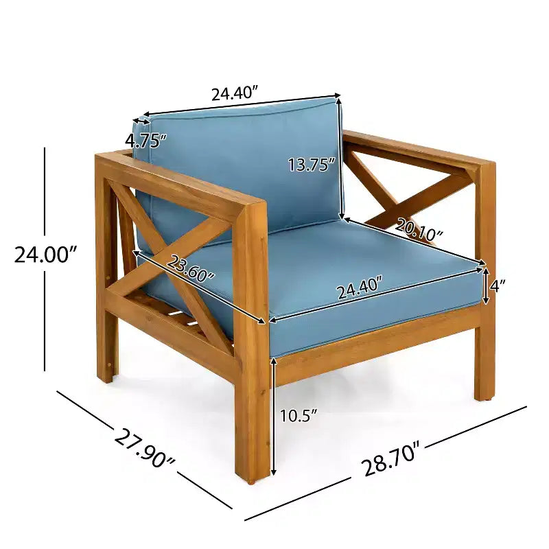 Christopher Knight Home Maribel Transitional Outdoor Acacia Wood Club Chair with Cushions (Set of 2)