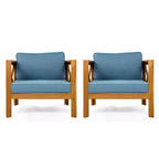 Christopher Knight Home Maribel Transitional Outdoor Acacia Wood Club Chair with Cushions (Set of 2)