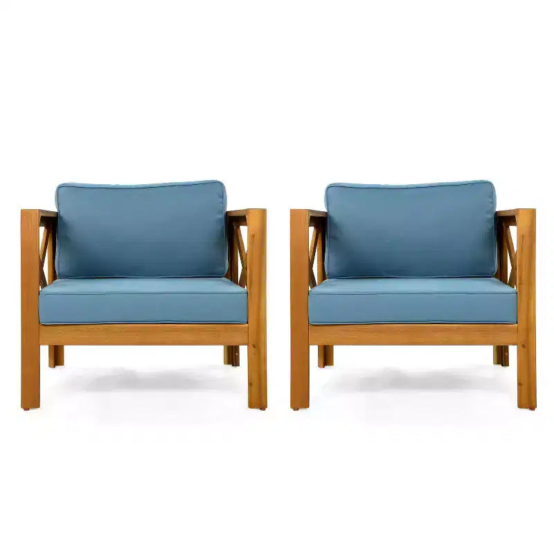 Christopher Knight Home Maribel Transitional Outdoor Acacia Wood Club Chair with Cushions (Set of 2)