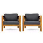 Christopher Knight Home Maribel Transitional Outdoor Acacia Wood Club Chair with Cushions (Set of 2)