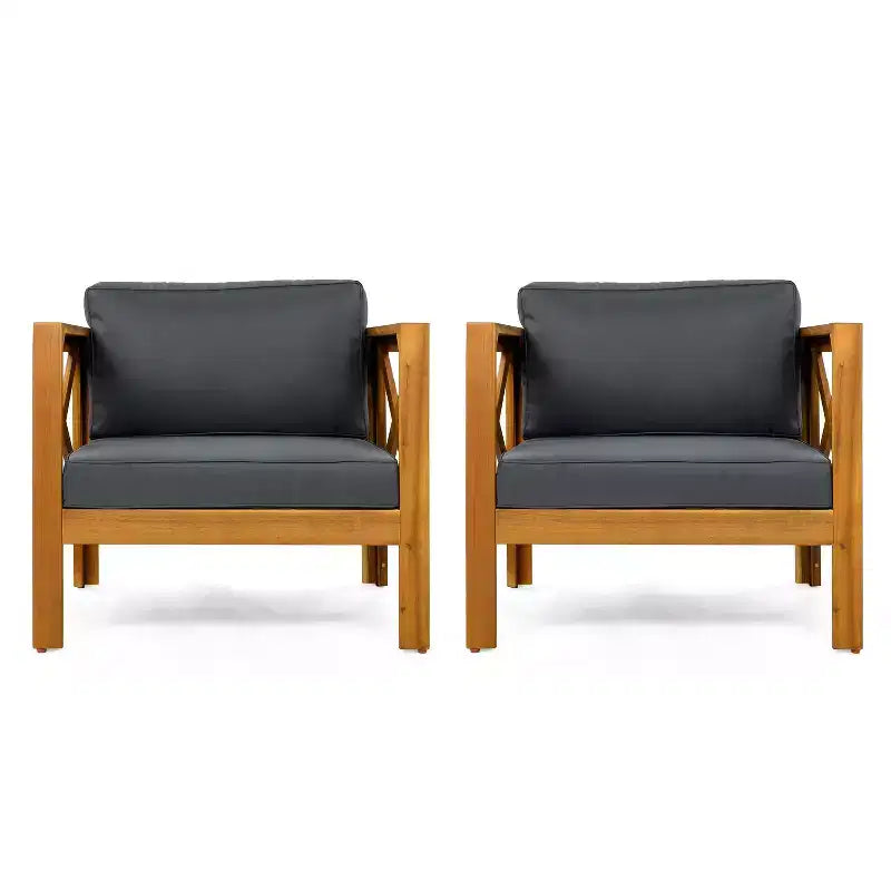 Christopher Knight Home Maribel Transitional Outdoor Acacia Wood Club Chair with Cushions (Set of 2)