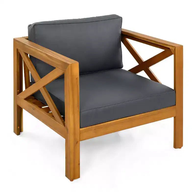 Christopher Knight Home Maribel Transitional Outdoor Acacia Wood Club Chair with Cushions (Set of 2)
