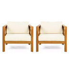 Christopher Knight Home Maribel Transitional Outdoor Acacia Wood Club Chair with Cushions (Set of 2)