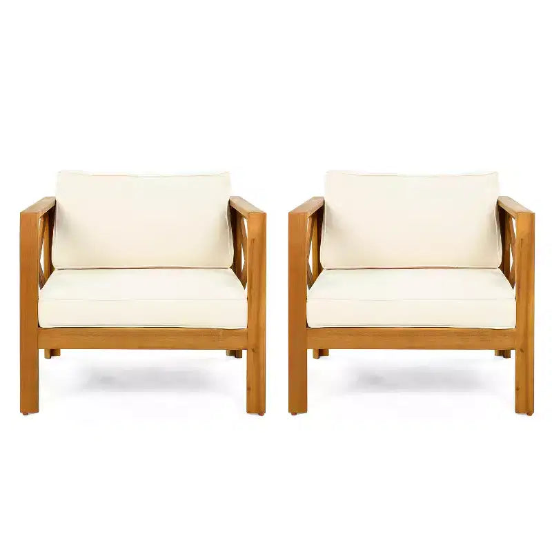 Christopher Knight Home Maribel Transitional Outdoor Acacia Wood Club Chair with Cushions (Set of 2)