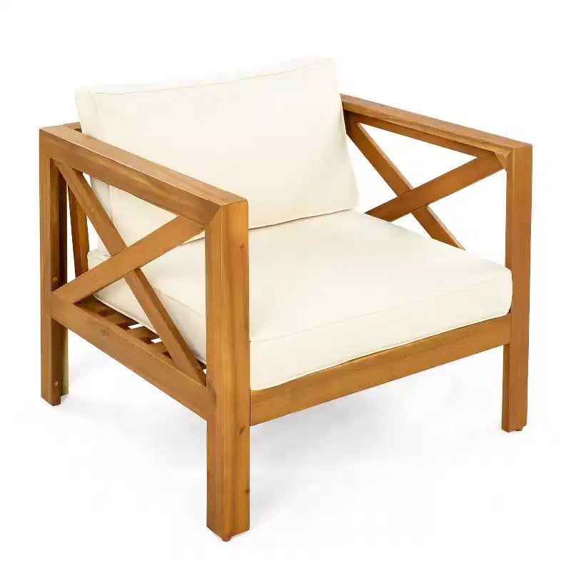 Christopher Knight Home Maribel Transitional Outdoor Acacia Wood Club Chair with Cushions (Set of 2)